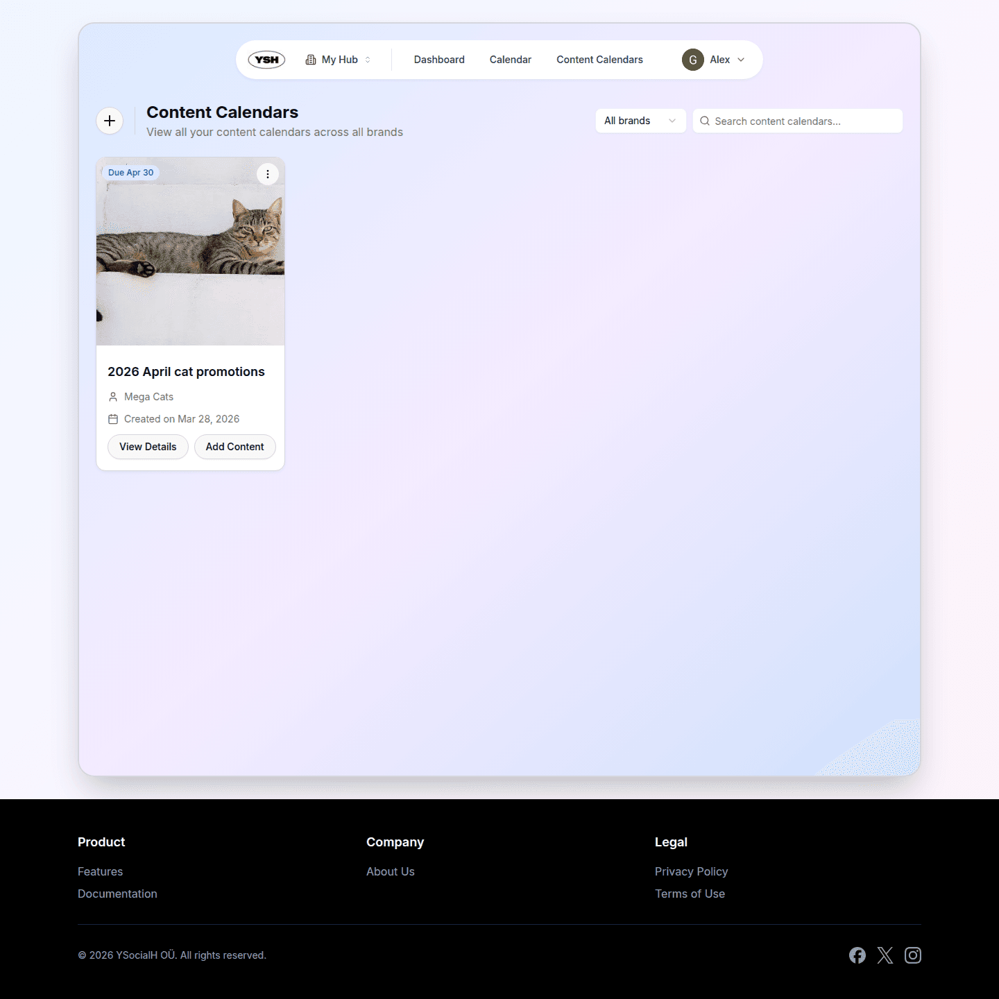 Content calendars list view