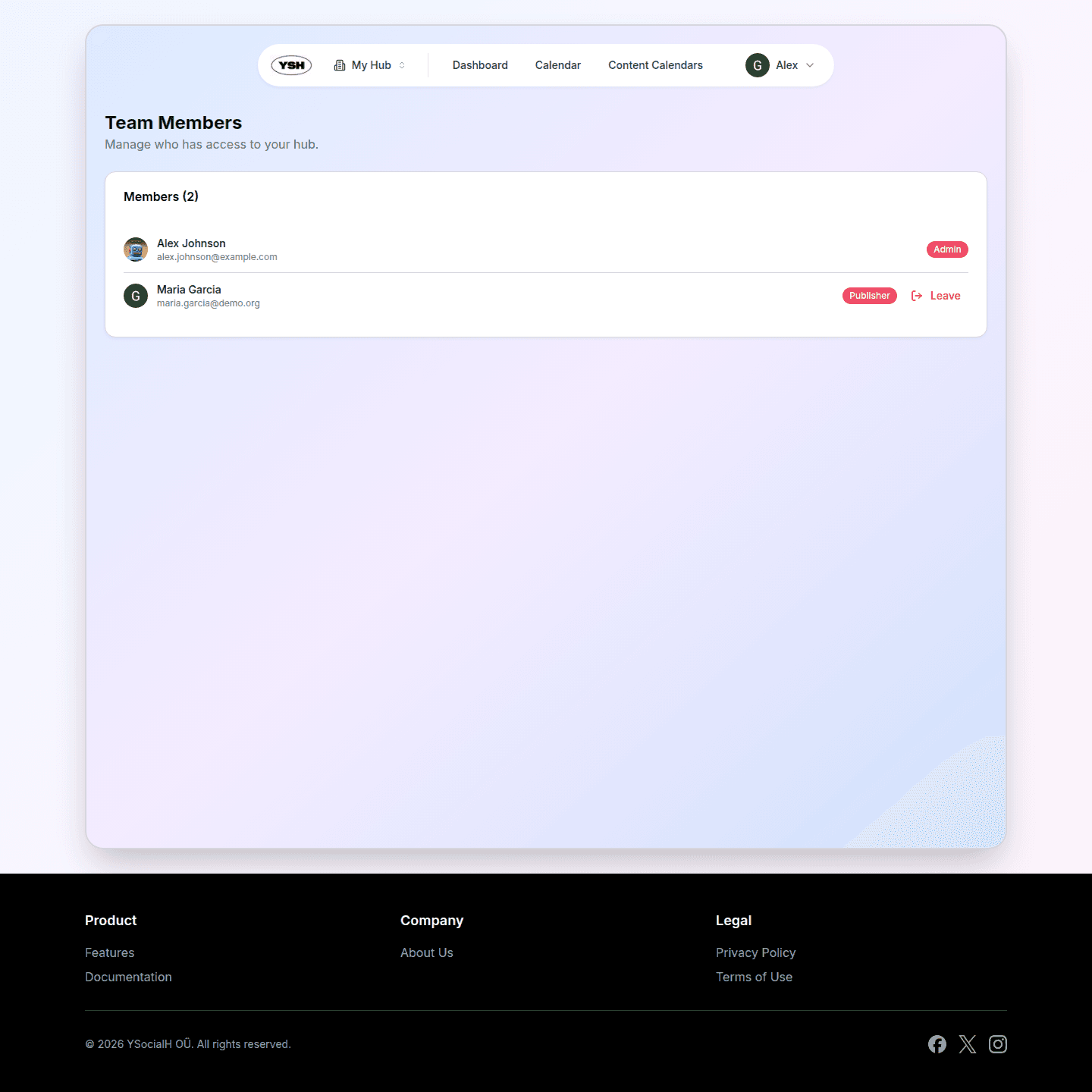 Hub members list